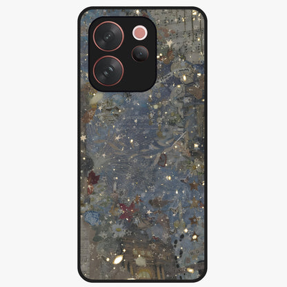 Aesthetic Astrolophia Glass Case showing flat back view with dreamy aesthetic design and glossy glass finish.
