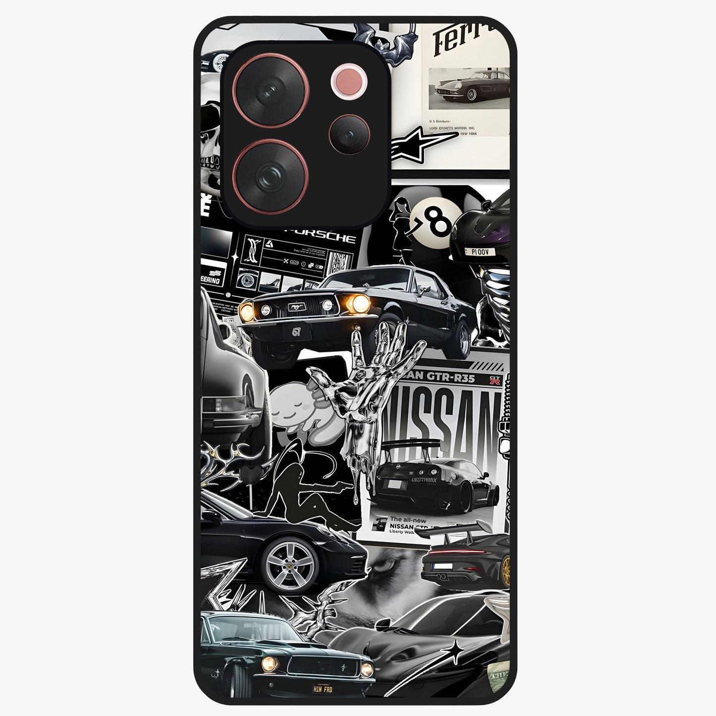 Aesthetic Dark Love Glass Case showing flat back view with dark romantic artwork and glossy glass finish.