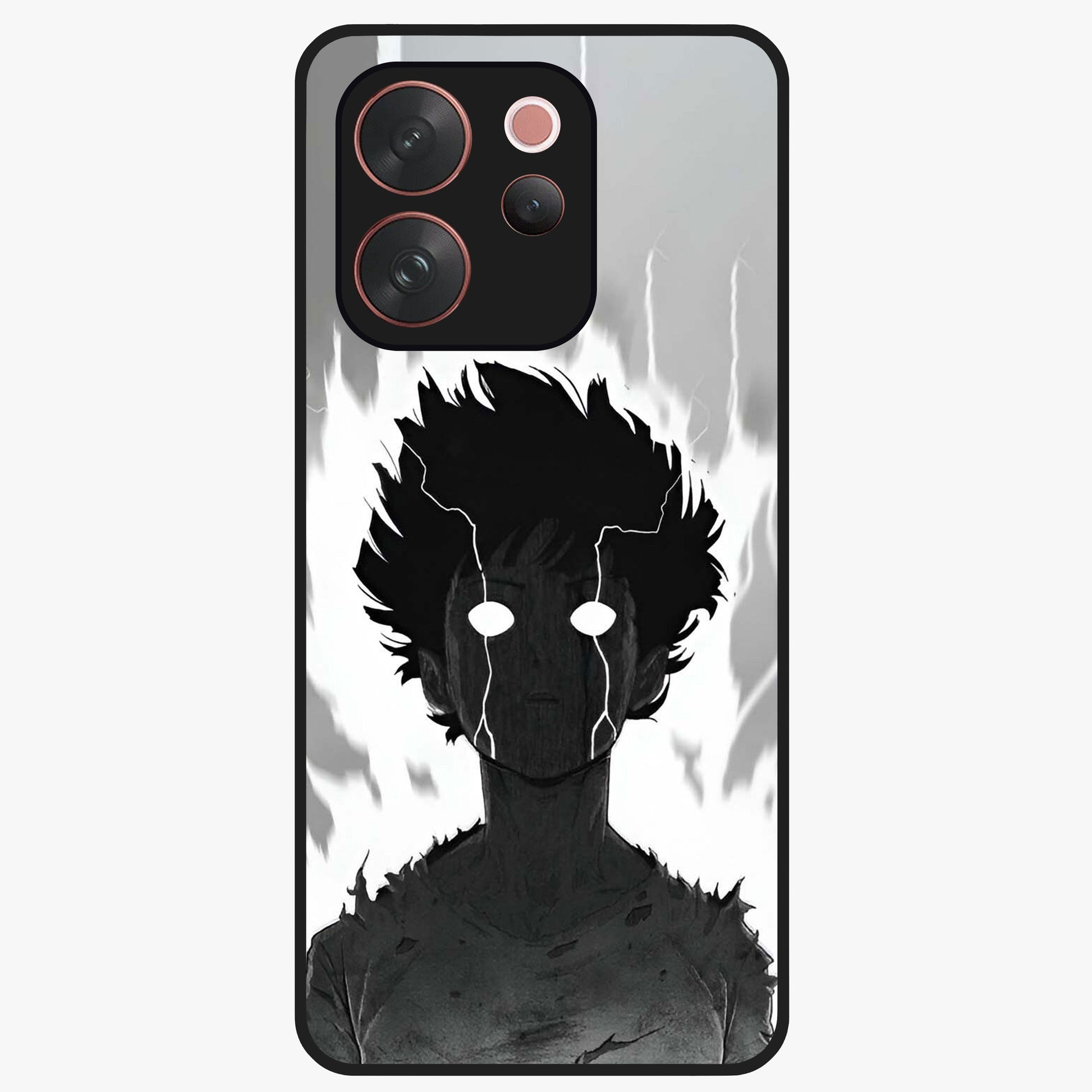 Awakened Inner Rage Glass Case showing flat back view with intense artistic artwork and glossy glass finish.
