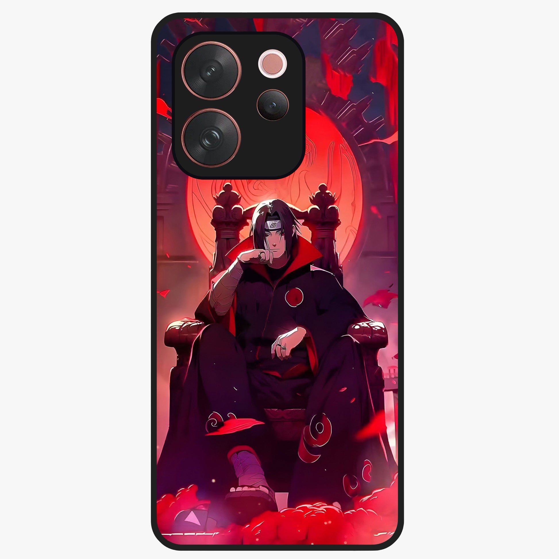 Blood Moon Sovereign Glass Case showing flat back view with mystical blood moon artwork and glossy glass finish.