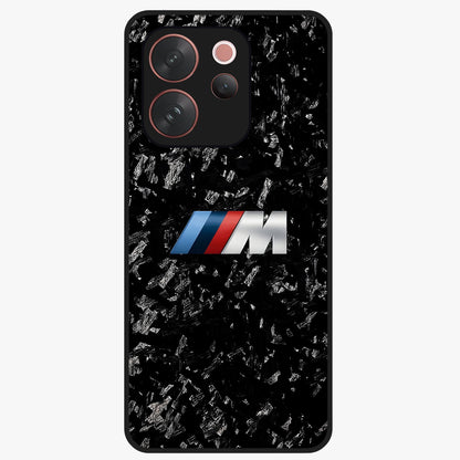 Carbon Speed Mark Glass Case showing flat back view with sporty carbon pattern artwork and glossy glass finish.