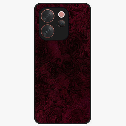Crimson Fade Flow Glass Case showing flat back view with flowing crimson gradient artwork and glossy glass finish.