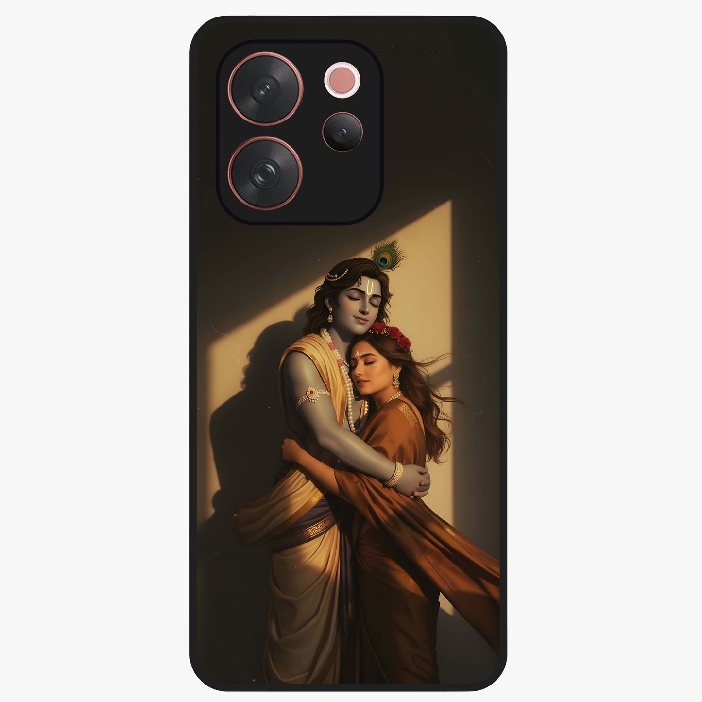 Divine Eternal Love Glass Case showing flat back view with spiritual love themed artwork and glossy glass finish.