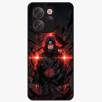 Focused Blade Discipline Glass Case showing flat back view with warrior sword themed artwork and glossy glass finish.