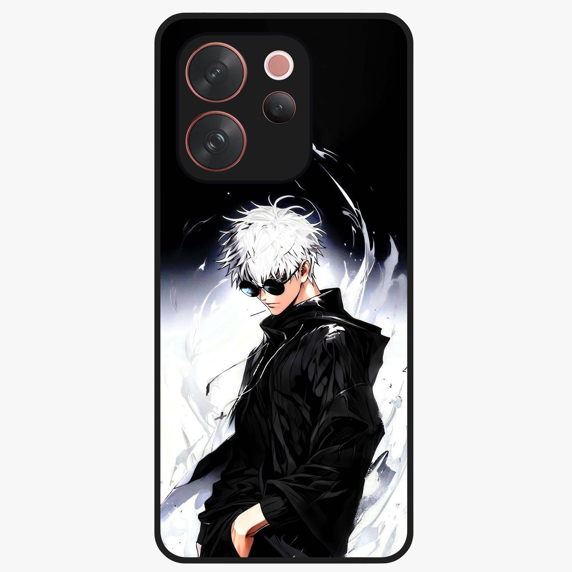 Limitless Shadow King Glass Case showing flat back view with powerful shadow warrior artwork and glossy glass finish.
