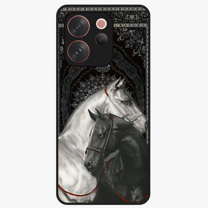 Majestic Ride Legacy Glass Case showing flat back view with powerful automotive inspired artwork and glossy glass finish.