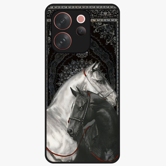 Majestic Ride Legacy Glass Case showing flat back view with powerful automotive inspired artwork and glossy glass finish.