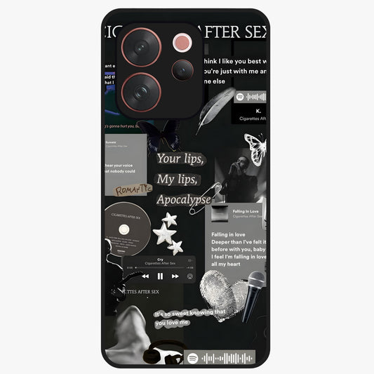 Midnight Love Echo Glass Case showing flat back view with romantic midnight themed artwork and glossy glass finish.