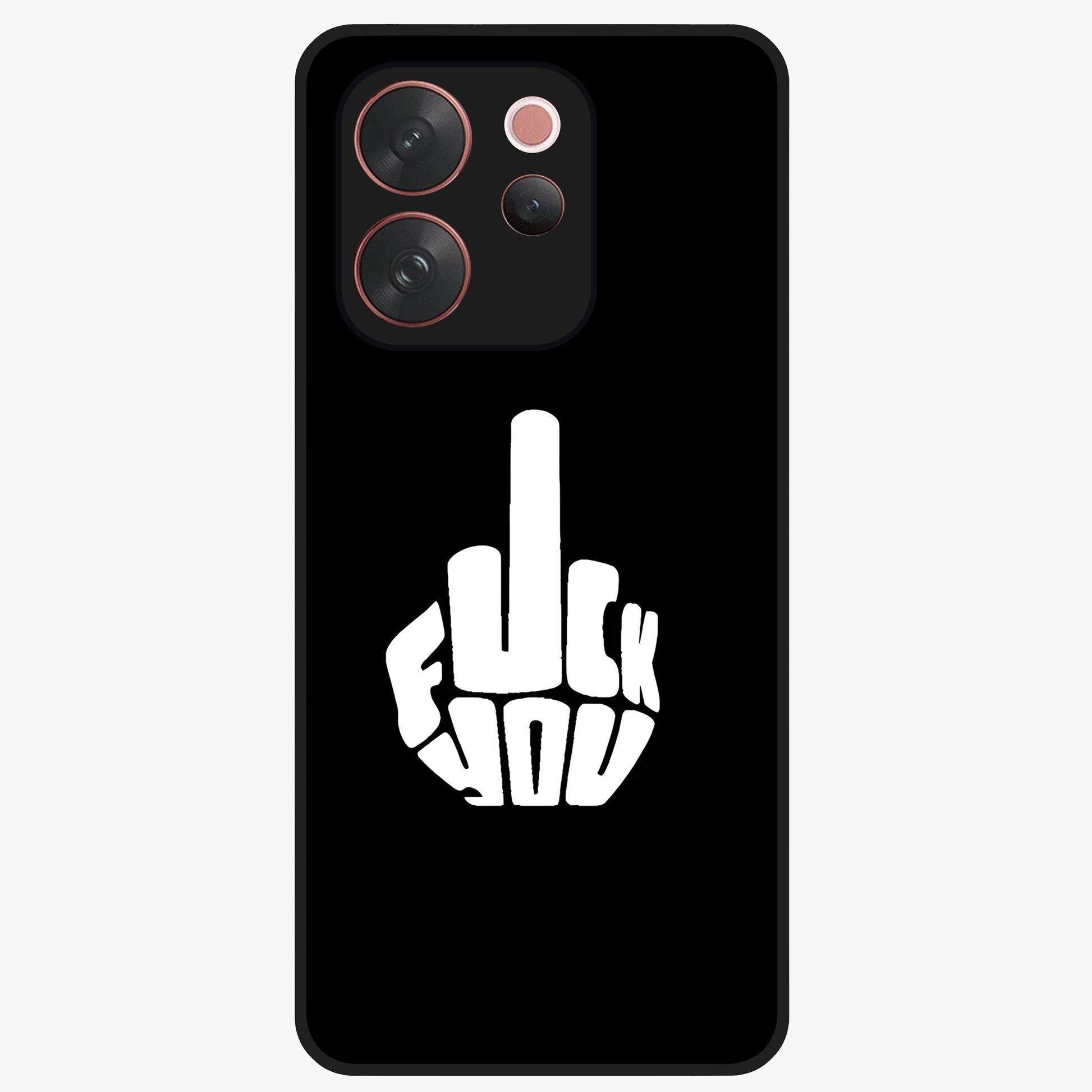 Rebel Mode On Glass Case showing flat back view with bold rebellious typography artwork and glossy glass finish.