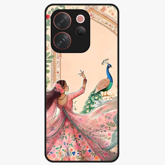 Royal Grace Muse Glass Case showing flat back view with elegant artistic artwork and glossy glass finish.
