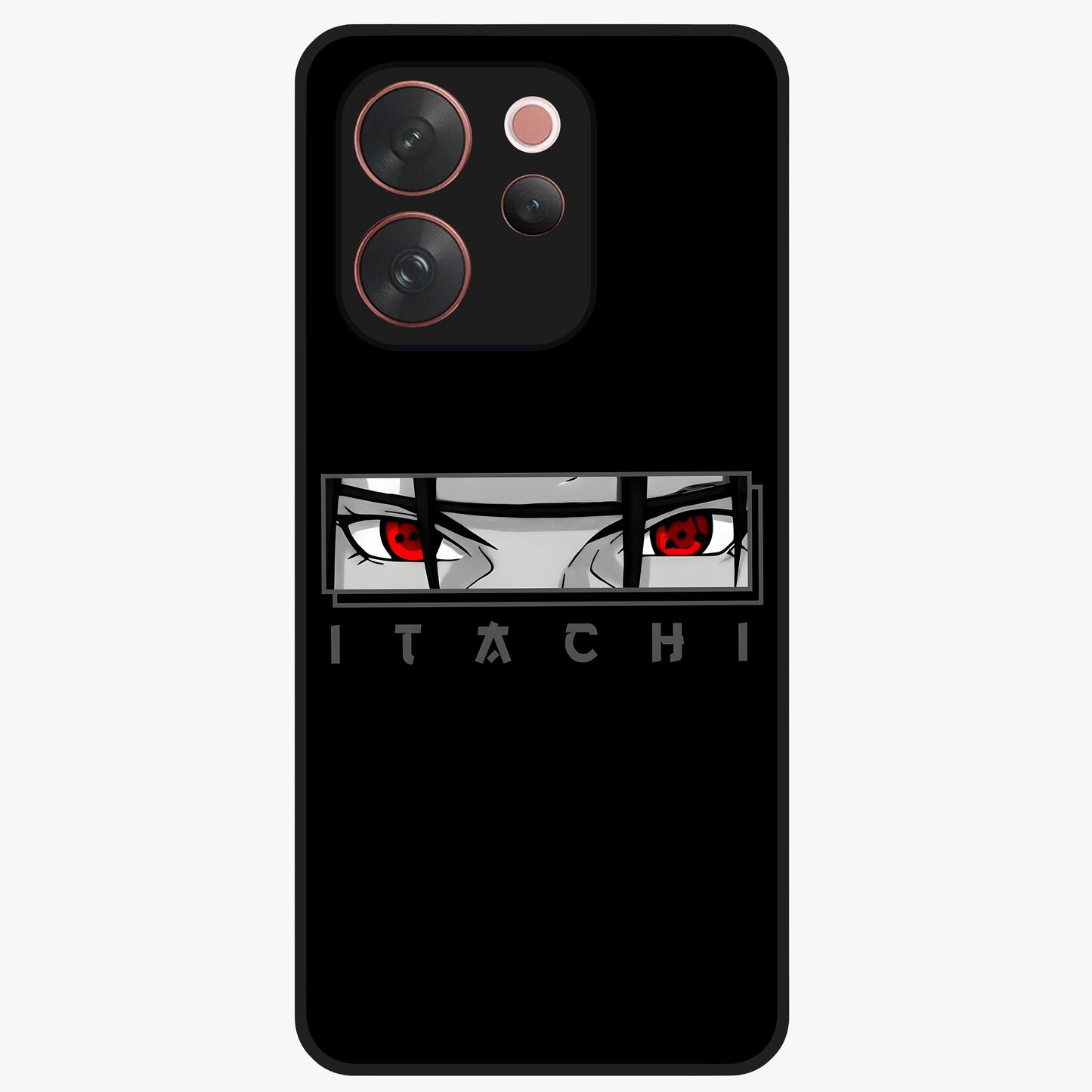 Scarlet Gaze Dominance Glass Case showing flat back view with striking red themed artwork and glossy glass finish.