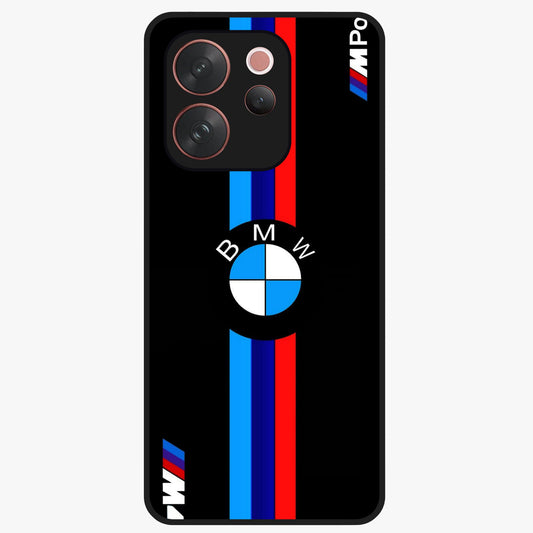 Turbo BMW Beast Glass Case showing flat back view with high performance sports car artwork and glossy glass finish.