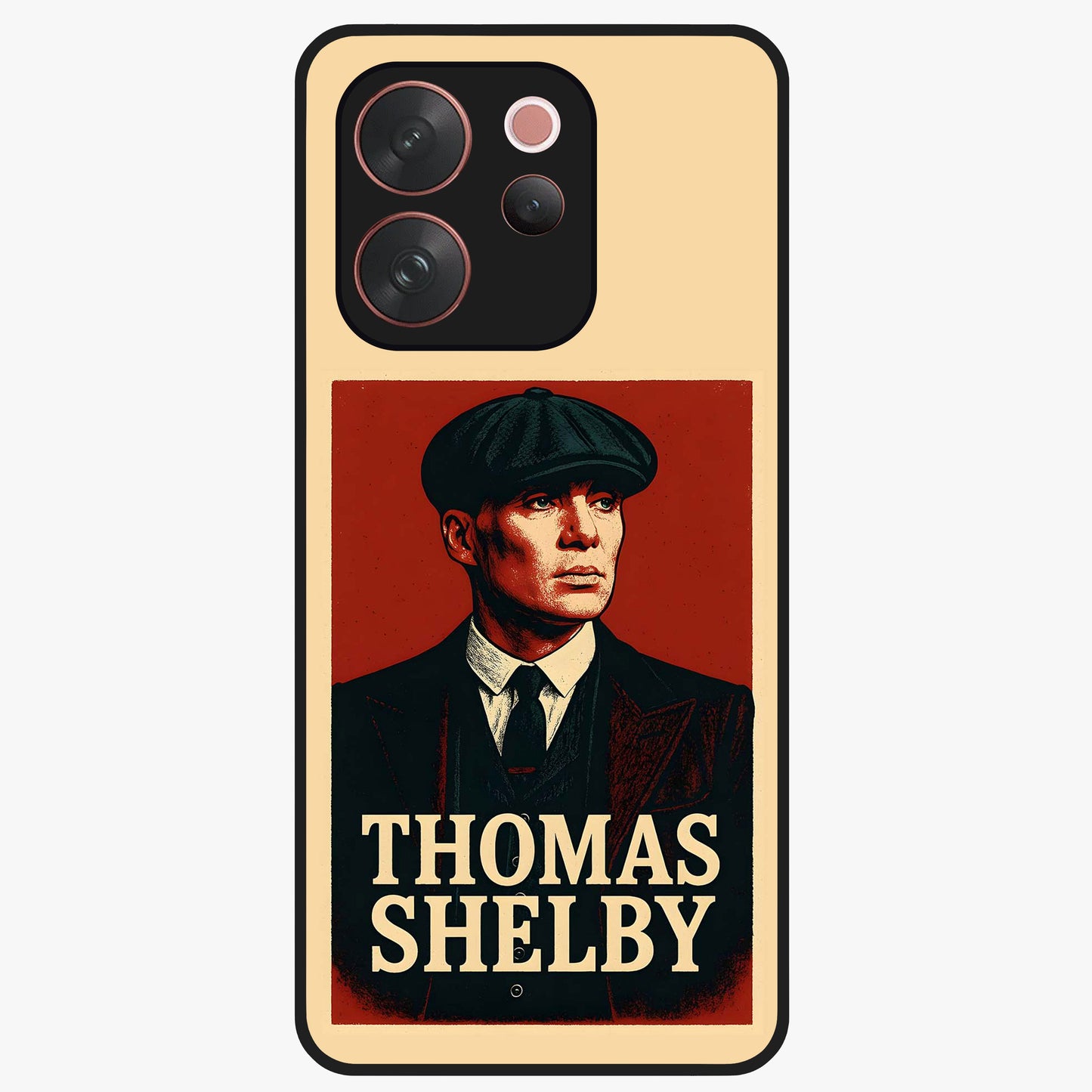 Vintage Mafia Authority Glass Case showing flat back view with bold vintage mafia inspired artwork and glossy glass finish.