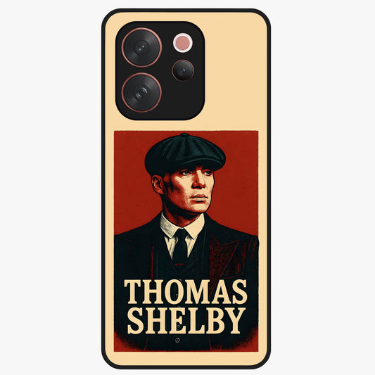 Vintage Mafia Authority Glass Case showing flat back view with bold vintage mafia inspired artwork and glossy glass finish.