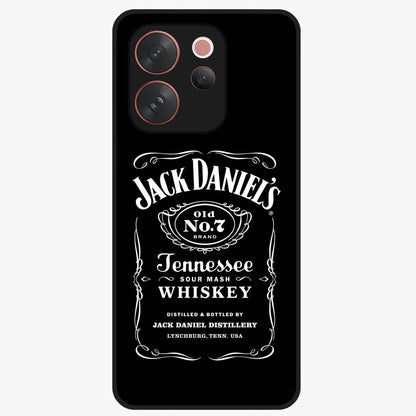 Vintage Whiskey Heritage Glass Case showing flat back view with classic whiskey inspired artwork and glossy glass finish.