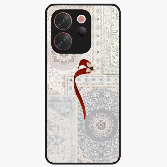 White Aesthetic Bow Glass Case showing flat back view with minimal bow artwork and glossy glass finish.