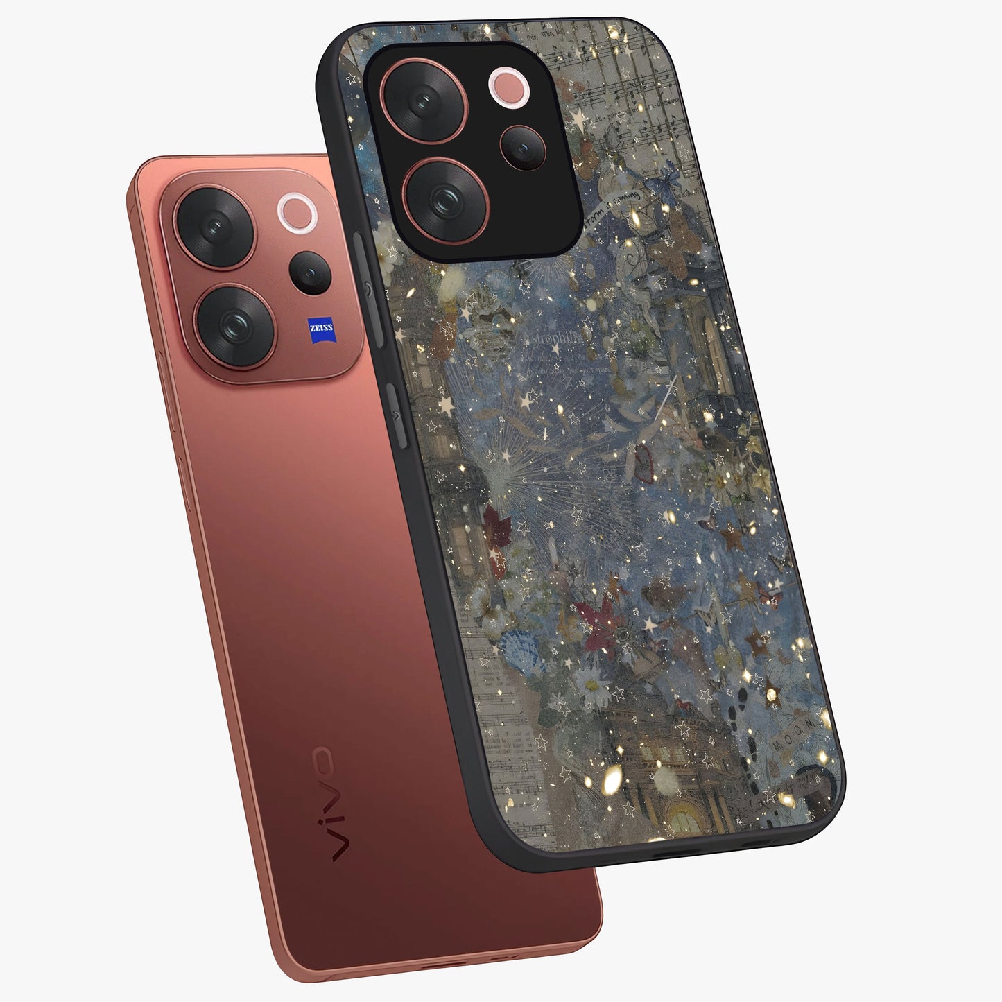 Aesthetic Astrolophia Glass Case displayed in angled mockup highlighting artistic aesthetic elements and smooth glass surface.