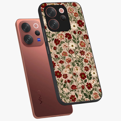Biege Flower With Leaf Glass Case displayed in angled mockup highlighting minimal floral leaf design and elegant aesthetic.