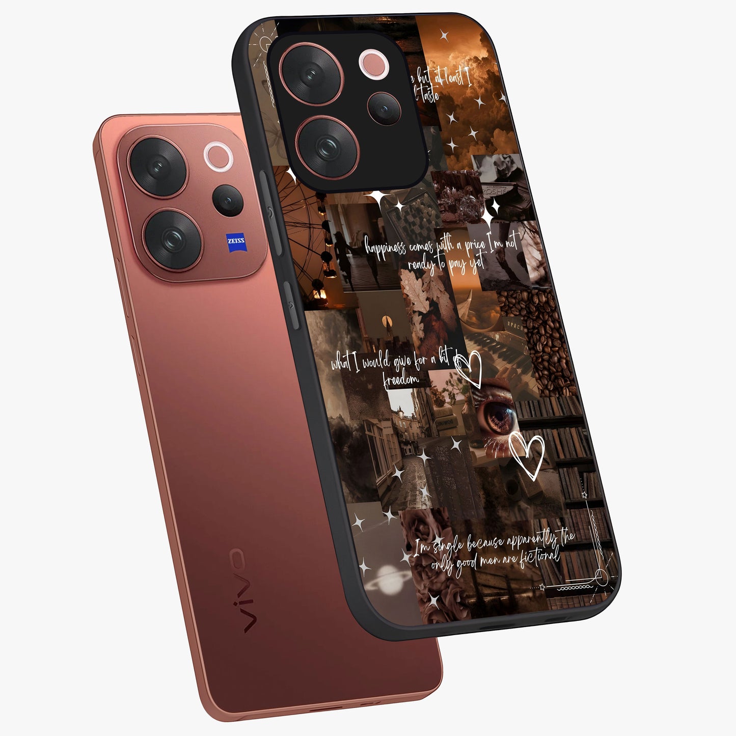 Bittersweet Aesthetic Chaos Glass Case displayed in angled mockup highlighting expressive abstract artwork and edgy aesthetic theme.