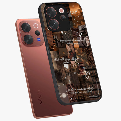 Bittersweet Aesthetic Chaos Glass Case displayed in angled mockup highlighting expressive abstract artwork and edgy aesthetic theme.