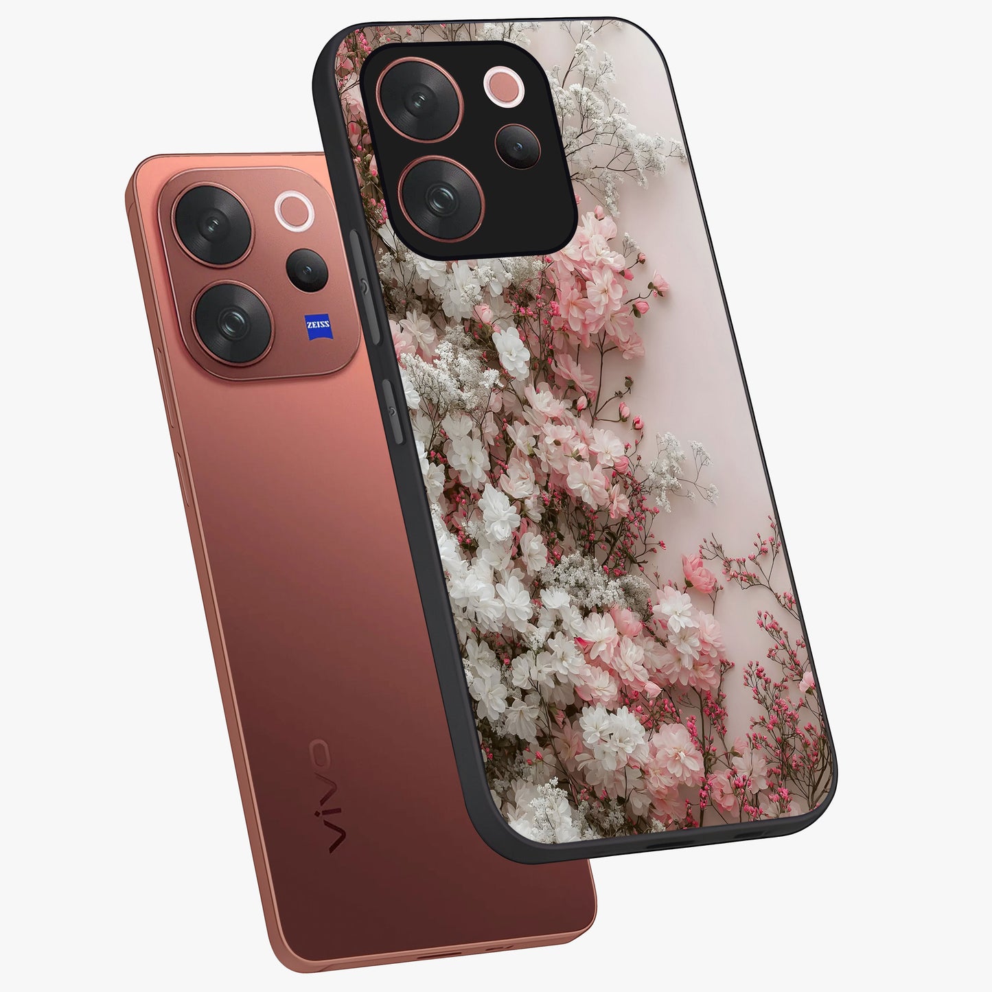 Blush Blossom Cloud Glass Case displayed in angled mockup highlighting soft cloud and blossom design with pastel aesthetic.