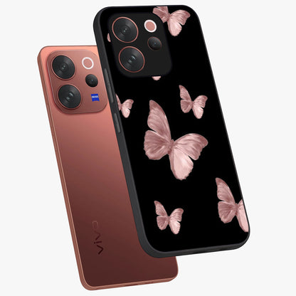 Butterfly Pattern Glass Case displayed in angled mockup highlighting delicate butterfly design and aesthetic pattern style.