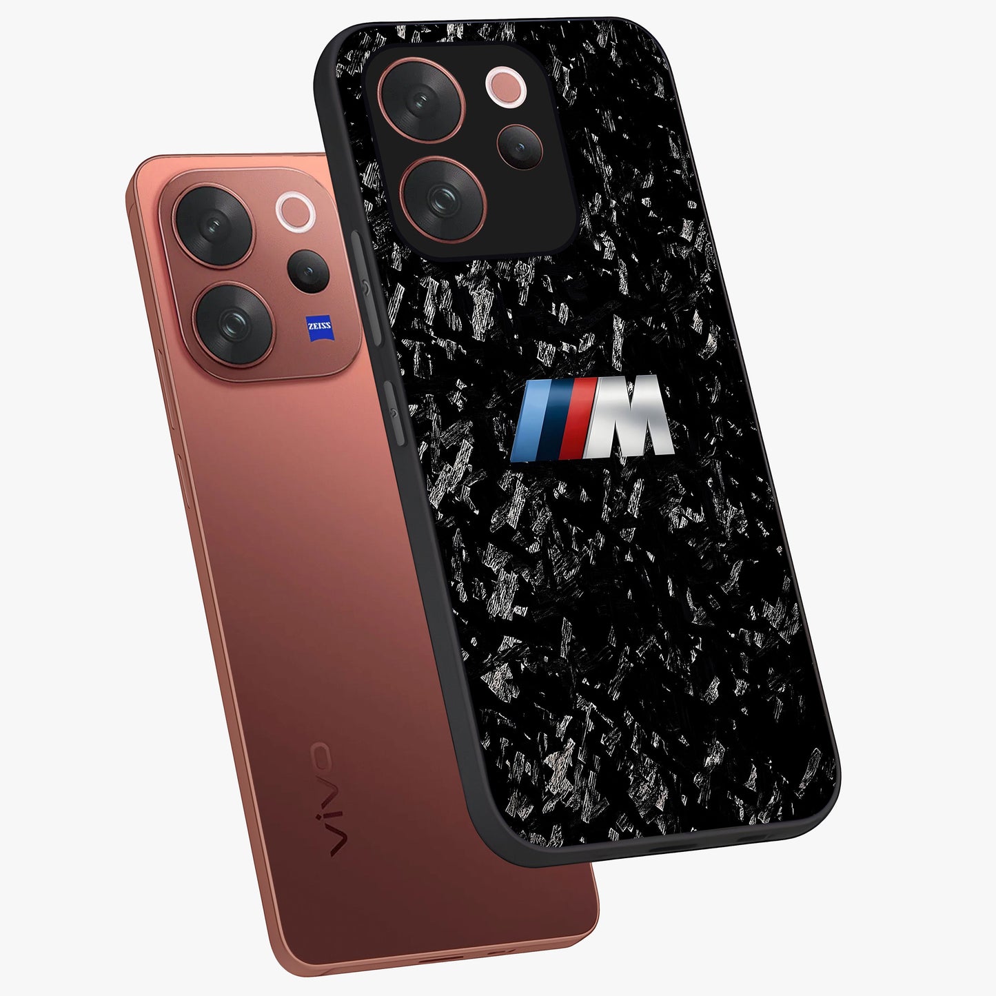 Carbon Speed Mark Glass Case displayed in angled mockup highlighting racing inspired carbon design and sleek aesthetic style.