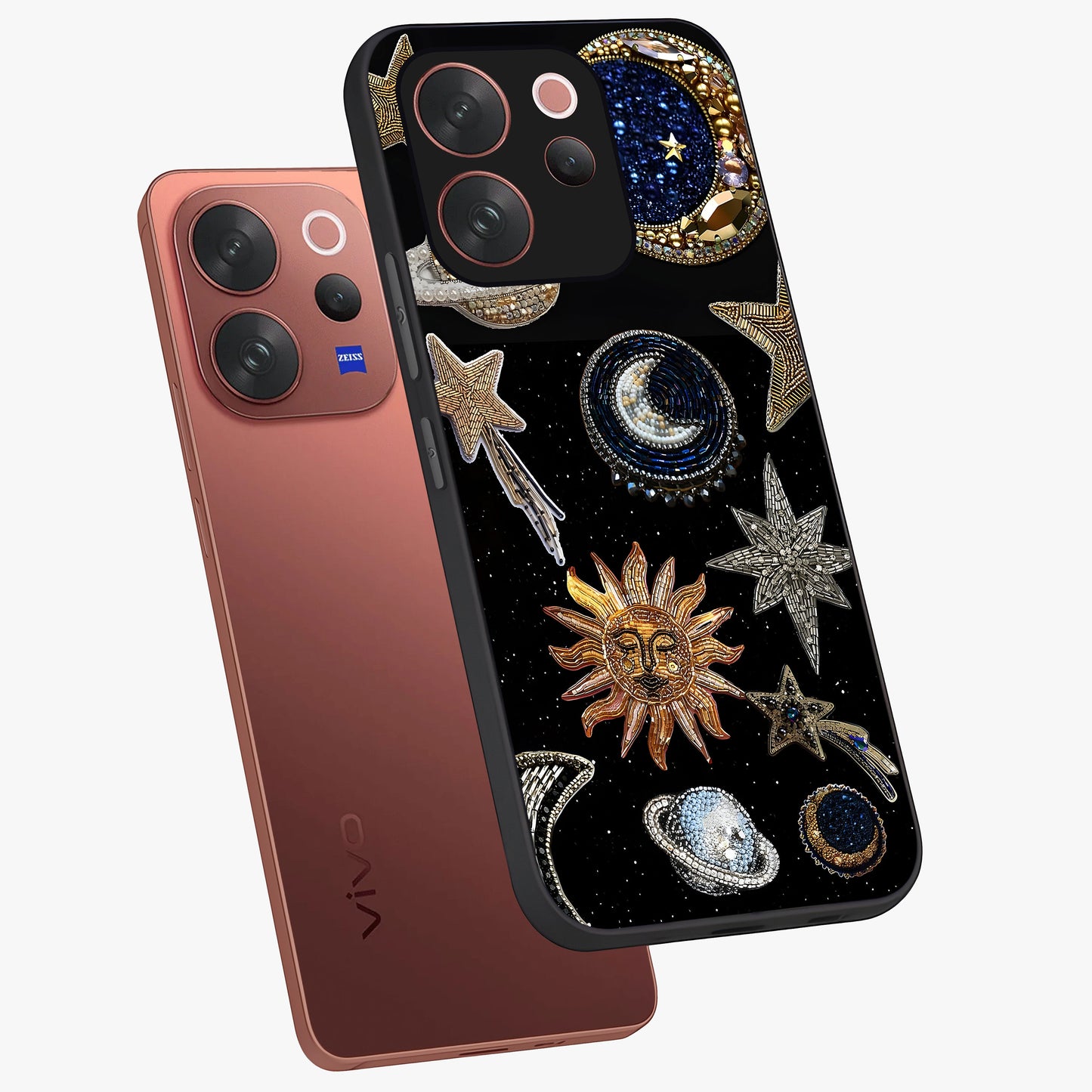 Celestial Gem Constellations Glass Case displayed in angled mockup highlighting gemstone inspired constellation design.