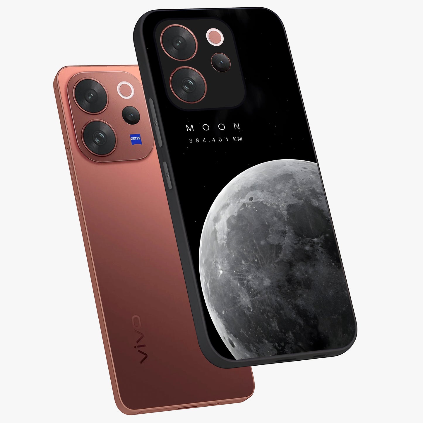 Cosmic Moon Glow Glass Case displayed in angled mockup highlighting celestial moon design with cosmic aesthetic theme.