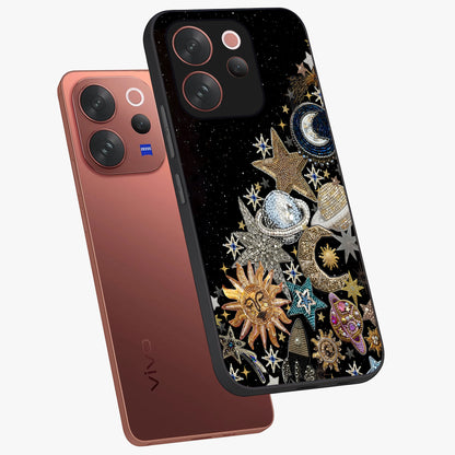 Cosmic Sparkle Dreams Glass Case displayed in angled mockup highlighting dreamy star sparkle design with celestial aesthetic.