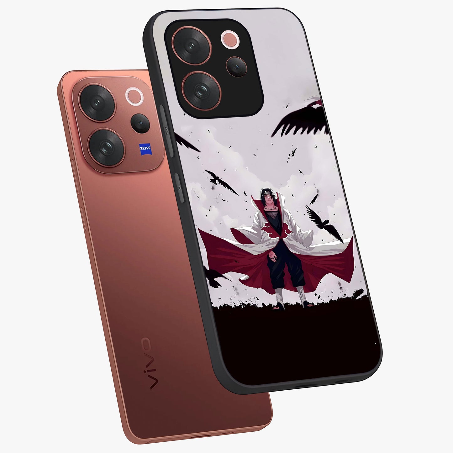 Crimson Crow Ascension Glass Case displayed in angled mockup highlighting powerful crow illustration with dark crimson aesthetic.