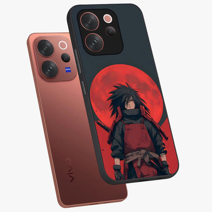 Crimson Moon Warlord Glass Case displayed in angled mockup highlighting dramatic crimson moon design with fantasy aesthetic.