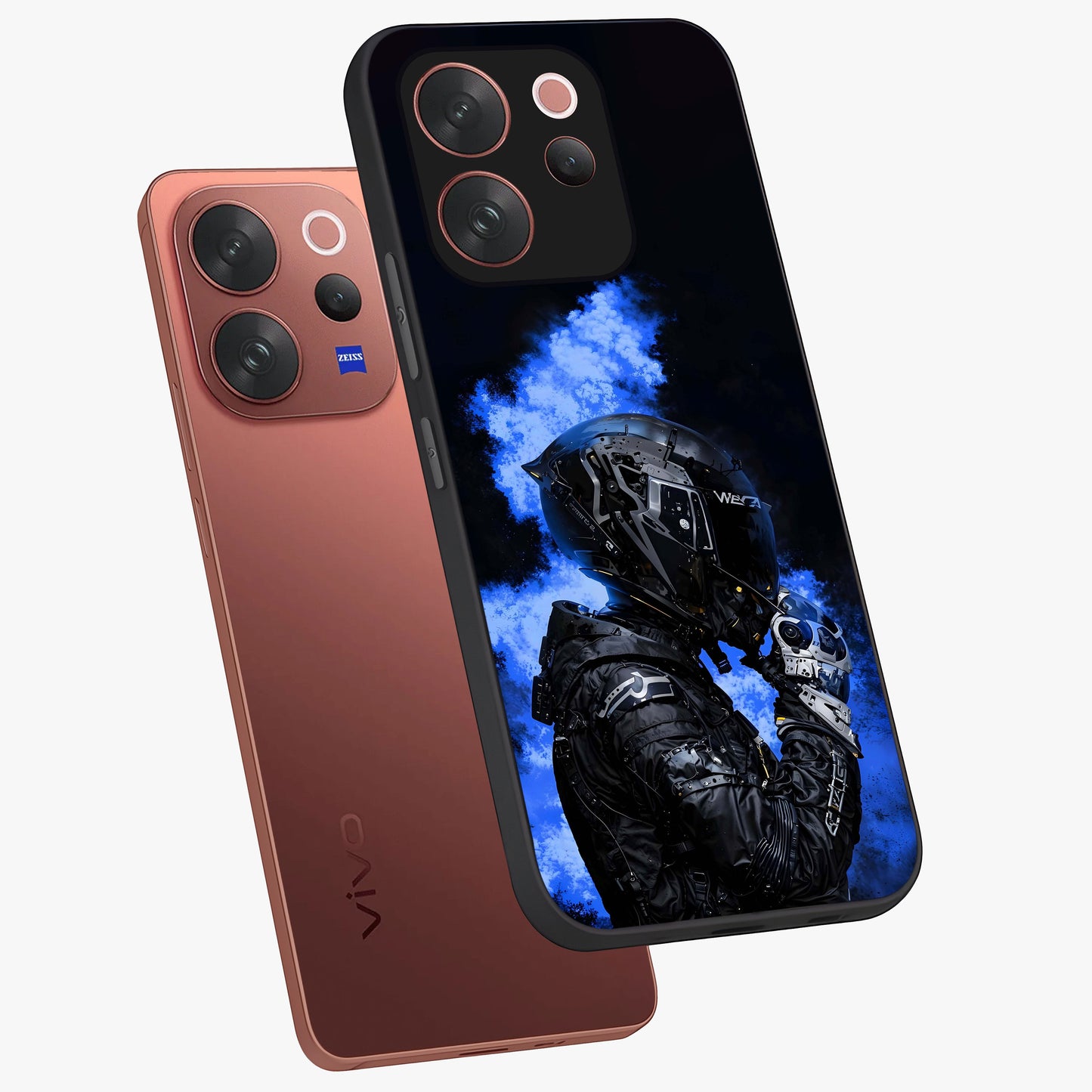 Cyber Sentinel Protocol Glass Case displayed in angled mockup highlighting digital cyber design with sci-fi aesthetic style.