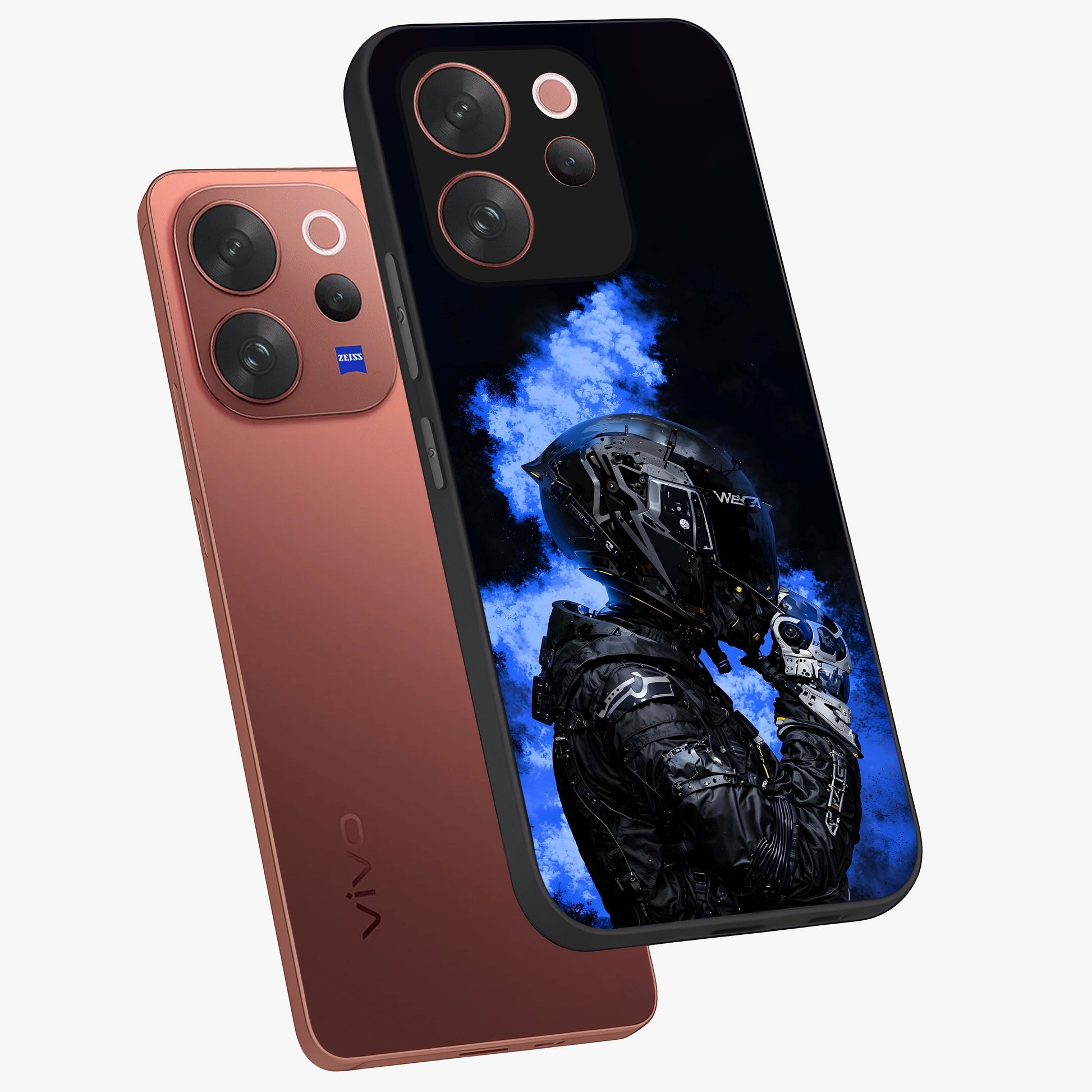 Cyber Sentinel Protocol Glass Case displayed in angled mockup highlighting digital cyber design with sci-fi aesthetic style.