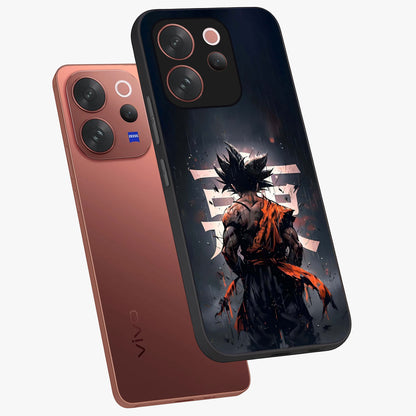 Dark Warrior In Rain Glass Case displayed in angled mockup highlighting dramatic warrior illustration with dark rain aesthetic.