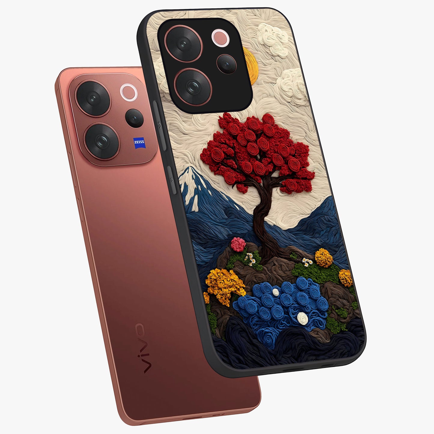 Eternal Nature Tapestry Glass Case displayed in angled mockup highlighting detailed botanical pattern with artistic aesthetic.
