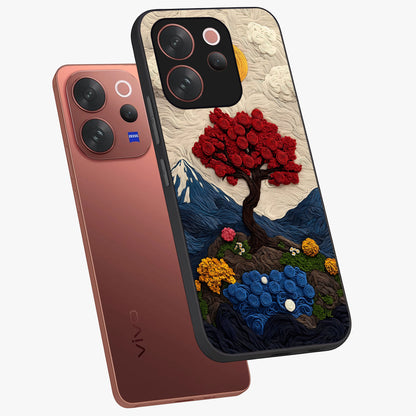 Eternal Nature Tapestry Glass Case displayed in angled mockup highlighting detailed botanical pattern with artistic aesthetic.