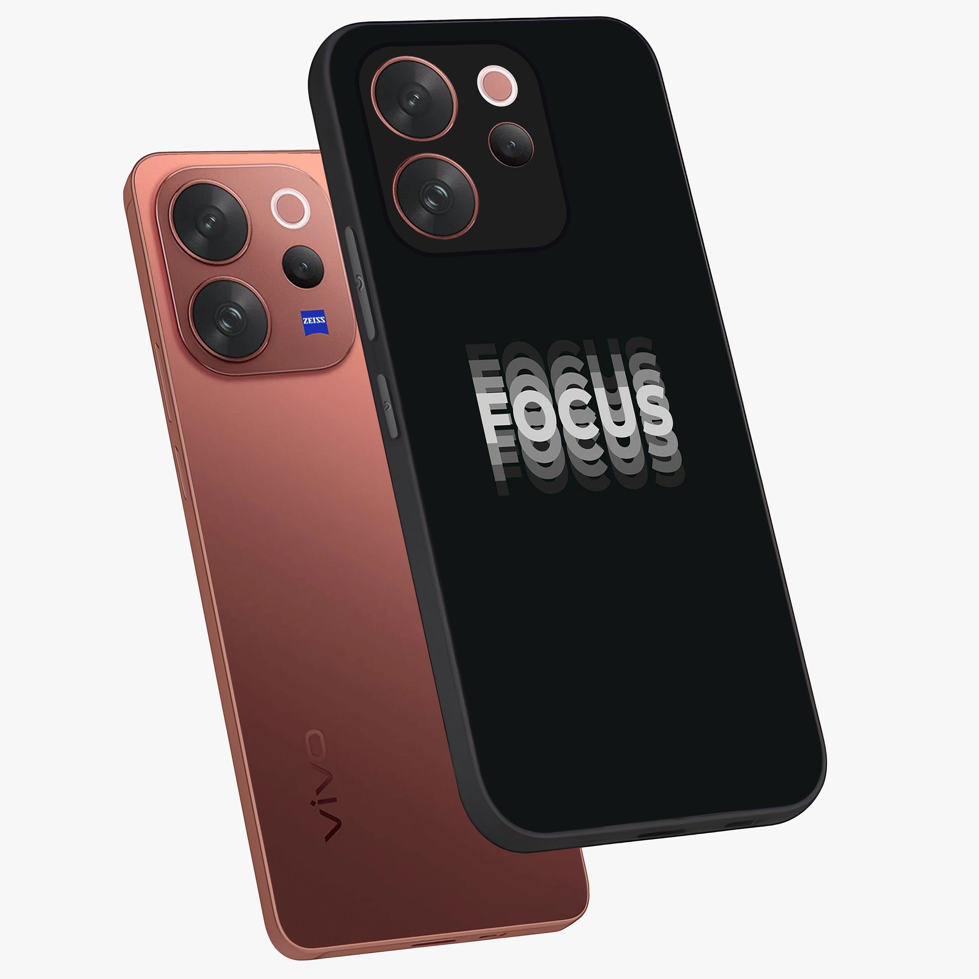 Focus Mode On Glass Case displayed in angled mockup highlighting clean minimal text artwork with modern aesthetic style.