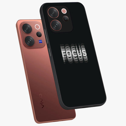 Focus Mode On Glass Case displayed in angled mockup highlighting clean minimal text artwork with modern aesthetic style.