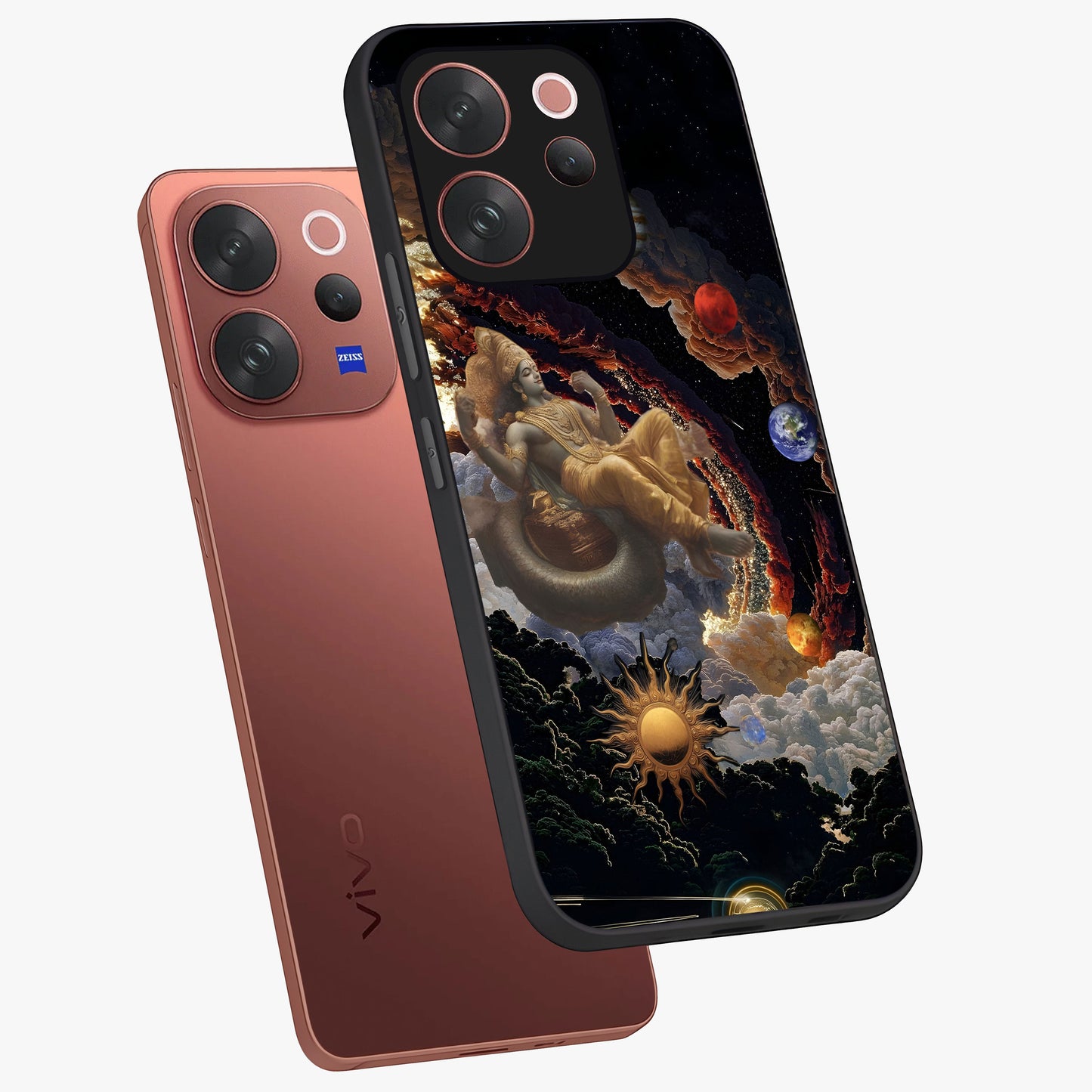 Galactic Divine God Glass Case displayed in angled mockup highlighting powerful celestial deity illustration with galactic aesthetic.