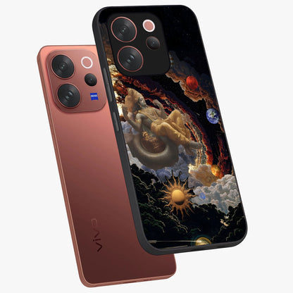 Galactic Divine God Glass Case displayed in angled mockup highlighting powerful celestial deity illustration with galactic aesthetic.