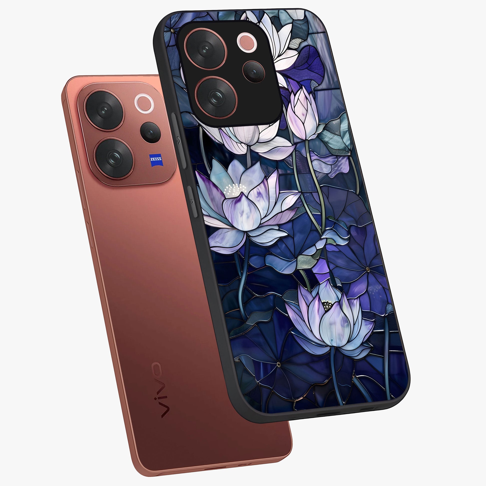 Gloss Petal Rush Glass Case displayed in angled mockup highlighting vibrant petal design with elegant floral aesthetic.