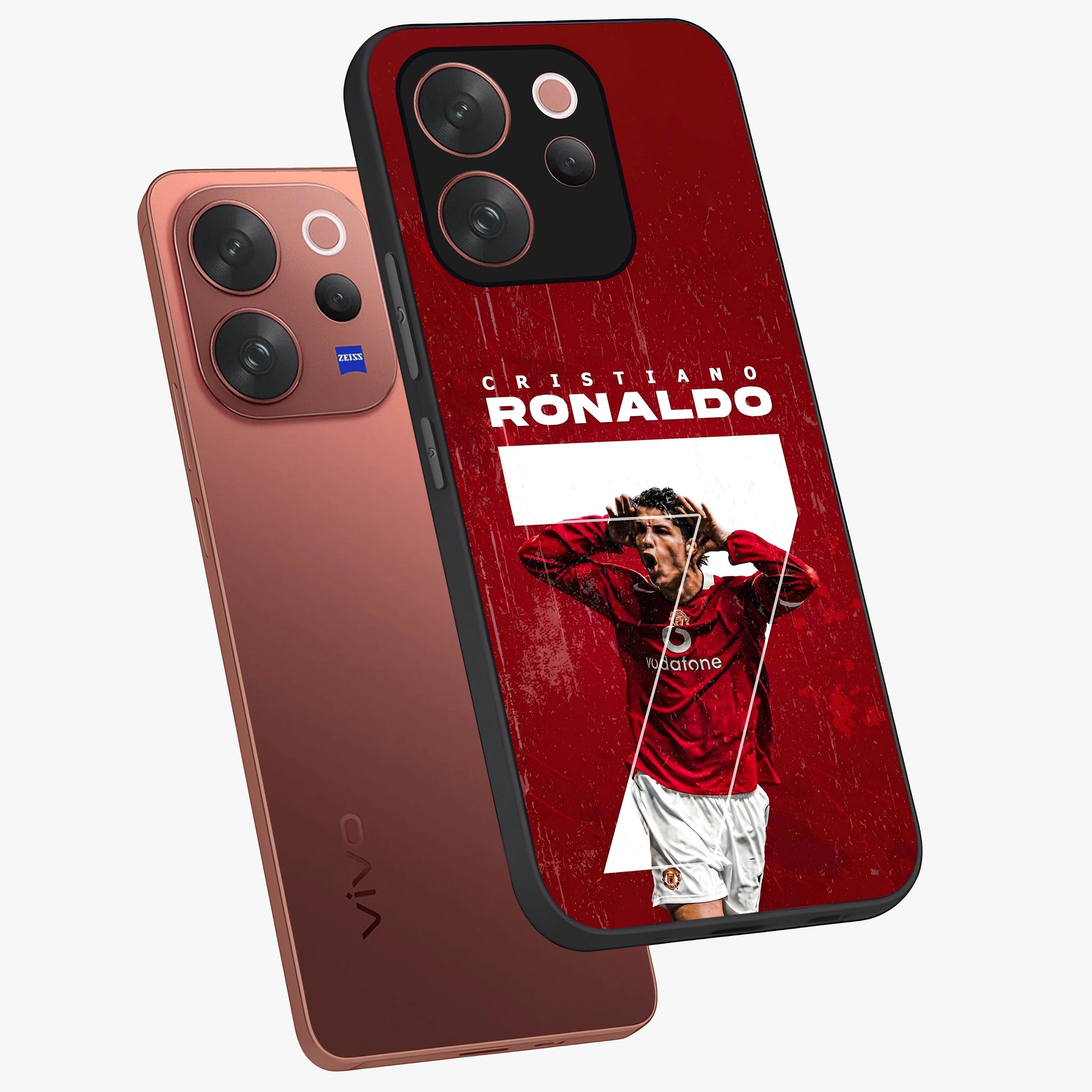 Goal Celebration Legacy Glass Case displayed in angled mockup highlighting energetic sports celebration design with bold athletic theme.