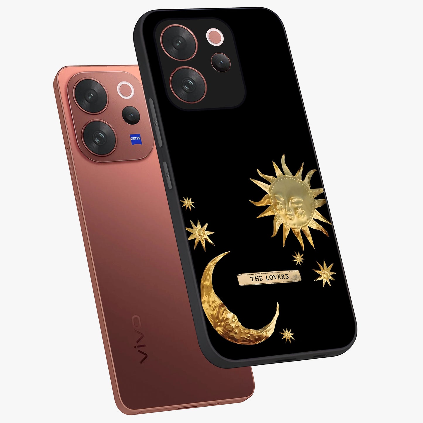 Gold Sun Blush Glass Case displayed in angled mockup highlighting radiant sun design with warm golden aesthetic.