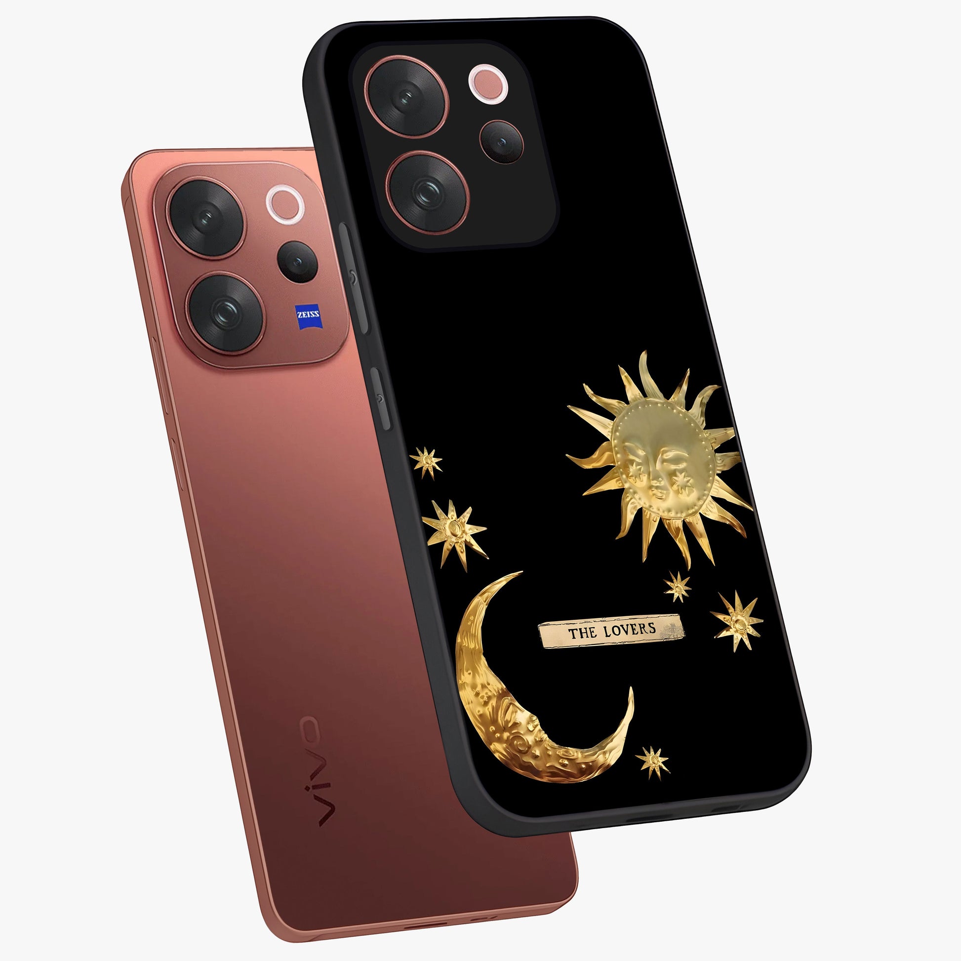 Gold Sun Blush Glass Case displayed in angled mockup highlighting radiant sun design with warm golden aesthetic.