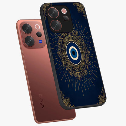 Golden Celestial Charm Glass Case displayed in angled mockup highlighting sparkling cosmic charm design with celestial aesthetic.