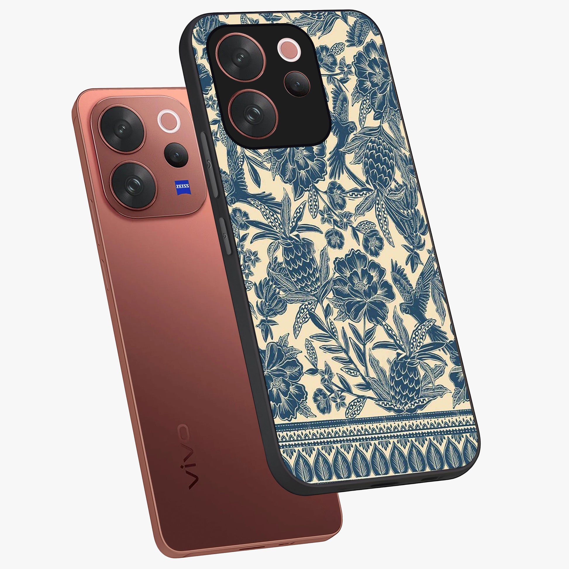 Heirloom Wild Bloom Glass Case displayed in angled mockup highlighting botanical bloom design with classic aesthetic style.