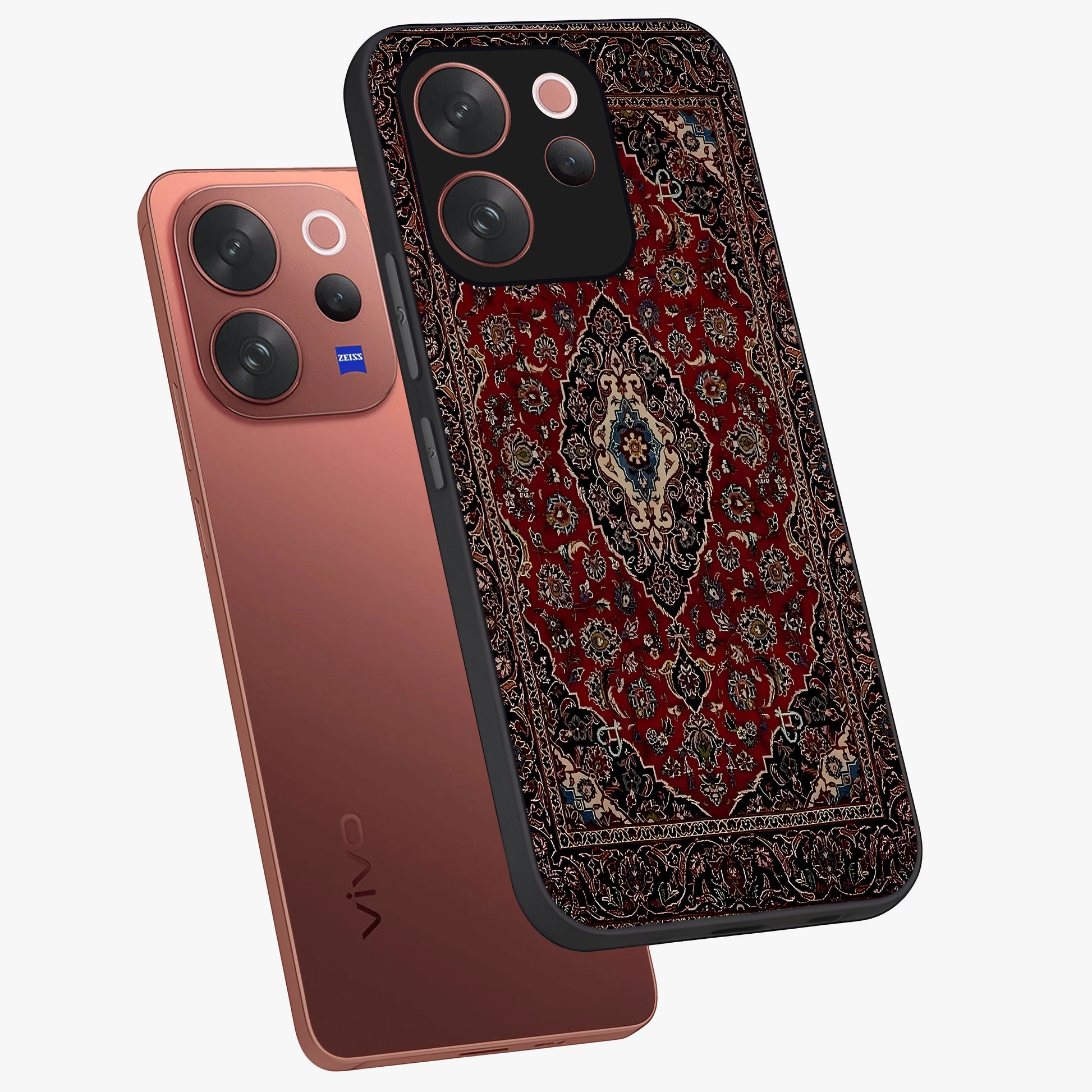 Heritage Carpet Royale Glass Case displayed in angled mockup highlighting intricate royal carpet design with heritage aesthetic.