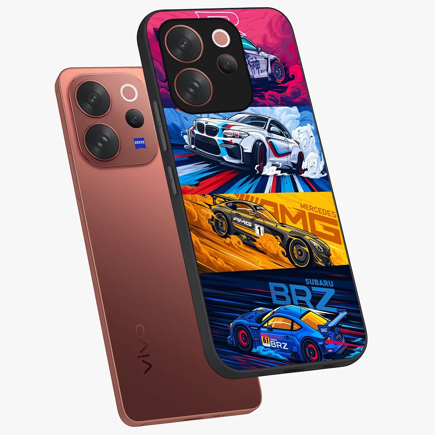 JDM Sports Car Glass Case displayed in angled mockup highlighting sleek Japanese racing car design with automotive aesthetic.