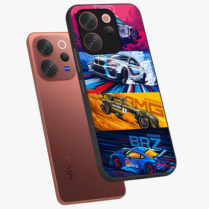 JDM Sports Car Glass Case displayed in angled mockup highlighting sleek Japanese racing car design with automotive aesthetic.
